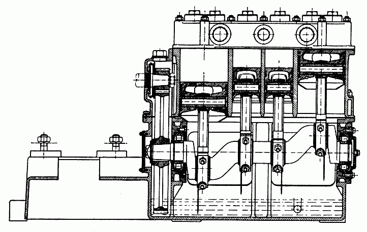 Luftverdichter Bauart Knorr VV 224 ohne montierten Elektromotor, Schnitt